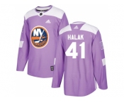 Men Adidas New York Islanders #41 Jaroslav Halak Purple Authentic Fights Cancer Stitched NHL Jersey