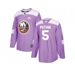 Men Adidas New York Islanders #5 Denis Potvin Purple Authentic Fights Cancer Stitched NHL Jersey