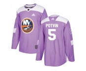 Men Adidas New York Islanders #5 Denis Potvin Purple Authentic Fights Cancer Stitched NHL Jersey