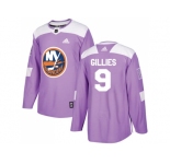 Men Adidas New York Islanders #9 Clark Gillies Purple Authentic Fights Cancer Stitched NHL Jersey