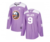 Men Adidas New York Islanders #9 Clark Gillies Purple Authentic Fights Cancer Stitched NHL Jersey