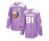 Men Adidas New York Islanders #91 John Tavares Purple Authentic Fights Cancer Stitched NHL Jersey