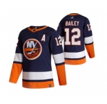 Men's New York Islanders #12 Josh Bailey Navy Blue 2020-21 Reverse Retro Alternate Hockey Jersey
