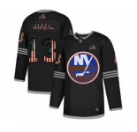 Men's New York Islanders #13 Mathew Barzal Black USA Flag Limited Hockey Jersey