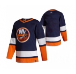 Men's New York Islanders Blank Navy Blue 2020-21 Reverse Retro Alternate Hockey Jersey