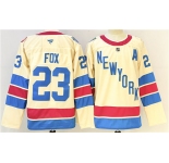 Men's New York Rangers #23 Adam Fox Beige 2025-26 Winter Classic With A Patch Stitched Hockey Jersey