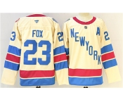 Men's New York Rangers #23 Adam Fox Beige 2025-26 Winter Classic With A Patch Stitched Hockey Jersey