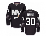 Men's Reebok New York Islanders #30 Jean-Francois Berube Authentic Black Third NHL Jersey
