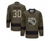 Men's Reebok New York Islanders #30 Jean-Francois Berube Authentic Green Salute to Service NHL Jersey