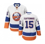 Reebok New York Islanders #15 Cal Clutterbuck Authentic White Away NHL Jersey
