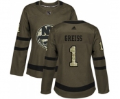 Women Adidas New York Islanders #1 Thomas Greiss Authentic Green Salute to Service NHL Jersey