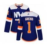 Women Adidas New York Islanders #1 Thomas Greiss Premier Blue Alternate NHL Jersey
