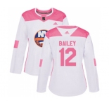 Women Adidas New York Islanders #12 Josh Bailey Authentic White Pink Fashion NHL Jersey