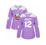 Women Adidas New York Islanders #12 Josh Bailey Purple Authentic Fights Cancer Stitched NHL Jersey