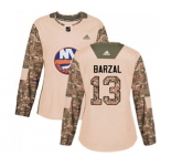 Women Adidas New York Islanders #13 Mathew Barzal Authentic Camo Veterans Day Practice NHL Jersey