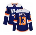 Women Adidas New York Islanders #13 Mathew Barzal Premier Blue Alternate NHL Jersey
