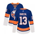 Women Adidas New York Islanders #13 Mathew Barzal Premier Royal Blue Home NHL Jersey