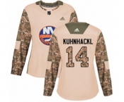 Women Adidas New York Islanders #14 Tom Kuhnhackl Authentic Camo Veterans Day Practice NHL Jersey