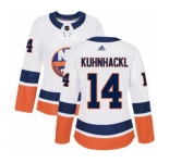 Women Adidas New York Islanders #14 Tom Kuhnhackl Authentic White Away NHL Jersey