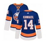 Women Adidas New York Islanders #14 Tom Kuhnhackl Premier Royal Blue Home NHL Jersey