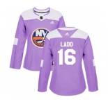 Women Adidas New York Islanders #16 Andrew Ladd Authentic Purple Fights Cancer Practice NHL Jersey