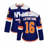 Women Adidas New York Islanders #16 Pat LaFontaine Authentic Blue Alternate NHL Jersey