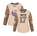 Women Adidas New York Islanders #17 Matt Martin Authentic Camo Veterans Day Practice NHL Jersey