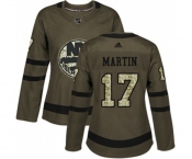 Women Adidas New York Islanders #17 Matt Martin Authentic Green Salute to Service NHL Jersey