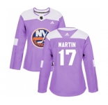 Women Adidas New York Islanders #17 Matt Martin Authentic Purple Fights Cancer Practice NHL Jersey