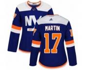 Women Adidas New York Islanders #17 Matt Martin Premier Blue Alternate NHL Jersey