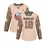 Women Adidas New York Islanders #18 Anthony Beauvillier Authentic Camo Veterans Day Practice NHL Jersey