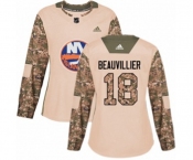 Women Adidas New York Islanders #18 Anthony Beauvillier Authentic Camo Veterans Day Practice NHL Jersey