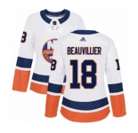 Women Adidas New York Islanders #18 Anthony Beauvillier Authentic White Away NHL Jersey