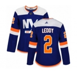 Women Adidas New York Islanders #2 Nick Leddy Authentic Blue Alternate NHL Jersey