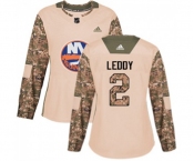 Women Adidas New York Islanders #2 Nick Leddy Authentic Camo Veterans Day Practice NHL Jersey