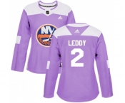 Women Adidas New York Islanders #2 Nick Leddy Authentic Purple Fights Cancer Practice NHL Jersey
