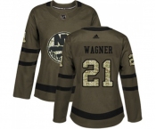 Women Adidas New York Islanders #21 Chris Wagner Authentic Green Salute to Service NHL Jersey