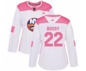Women Adidas New York Islanders #22 Mike Bossy Authentic White Pink Fashion NHL Jersey