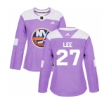 Women Adidas New York Islanders #27 Anders Lee Authentic Purple Fights Cancer Practice NHL Jersey