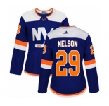 Women Adidas New York Islanders #29 Brock Nelson Authentic Blue Alternate NHL Jersey