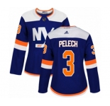 Women Adidas New York Islanders #3 Adam Pelech Authentic Blue Alternate NHL Jersey