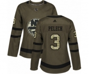 Women Adidas New York Islanders #3 Adam Pelech Authentic Green Salute to Service NHL Jersey