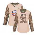Women Adidas New York Islanders #31 Billy Smith Authentic Camo Veterans Day Practice NHL Jersey