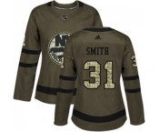 Women Adidas New York Islanders #31 Billy Smith Authentic Green Salute to Service NHL Jersey
