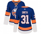 Women Adidas New York Islanders #31 Billy Smith Authentic Royal Blue Home NHL Jersey