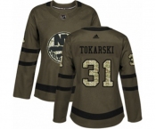 Women Adidas New York Islanders #31 Dustin Tokarski Authentic Green Salute to Service NHL Jersey