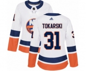 Women Adidas New York Islanders #31 Dustin Tokarski Authentic White Away NHL Jersey
