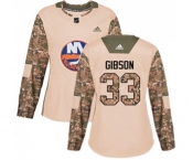 Women Adidas New York Islanders #33 Christopher Gibson Authentic Camo Veterans Day Practice NHL Jersey