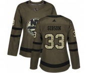 Women Adidas New York Islanders #33 Christopher Gibson Authentic Green Salute to Service NHL Jersey