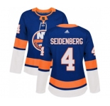 Women Adidas New York Islanders #4 Dennis Seidenberg Premier Royal Blue Home NHL Jersey